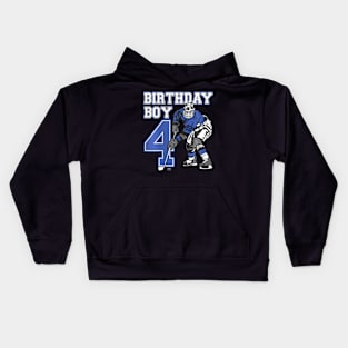 Kids 4 Year Old Ice Hockey Themed Birthday Party 4Th Boy Kids Hoodie